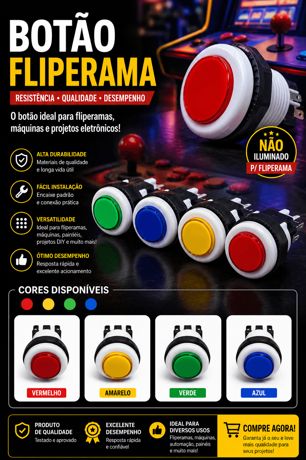 BOTAO COM MICRO PARA FLIPERAMA